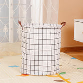 Kuber Industries Foldable Storage Basket|Round Toy Storage Bin|Side Grab Handle|Wardrobe, Closet Organizer (White)
